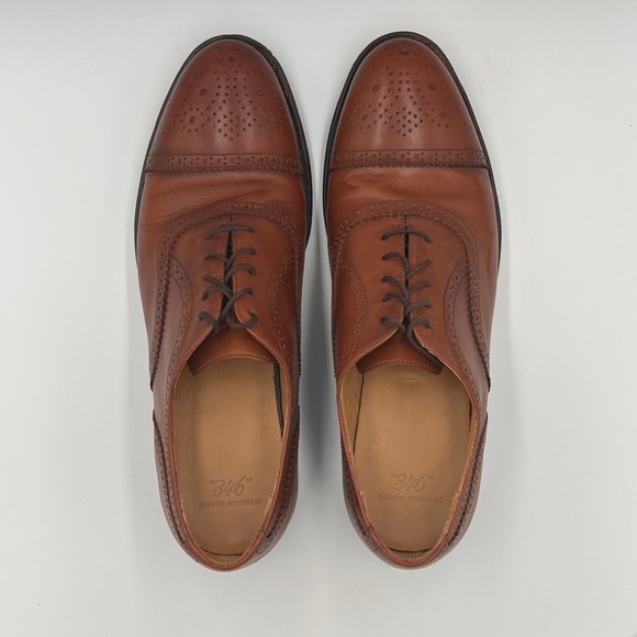 Brooks Brothers 346 Cap Toe Oxford Wingtip Dress Shoes Mens 11.5D Brown Leather main image 4